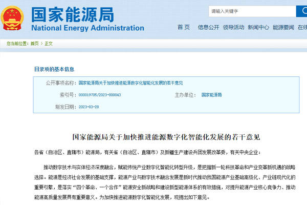 關于加快推(tui)進能源數字(zì)化智能化發(fa)展的若幹意(yi)見